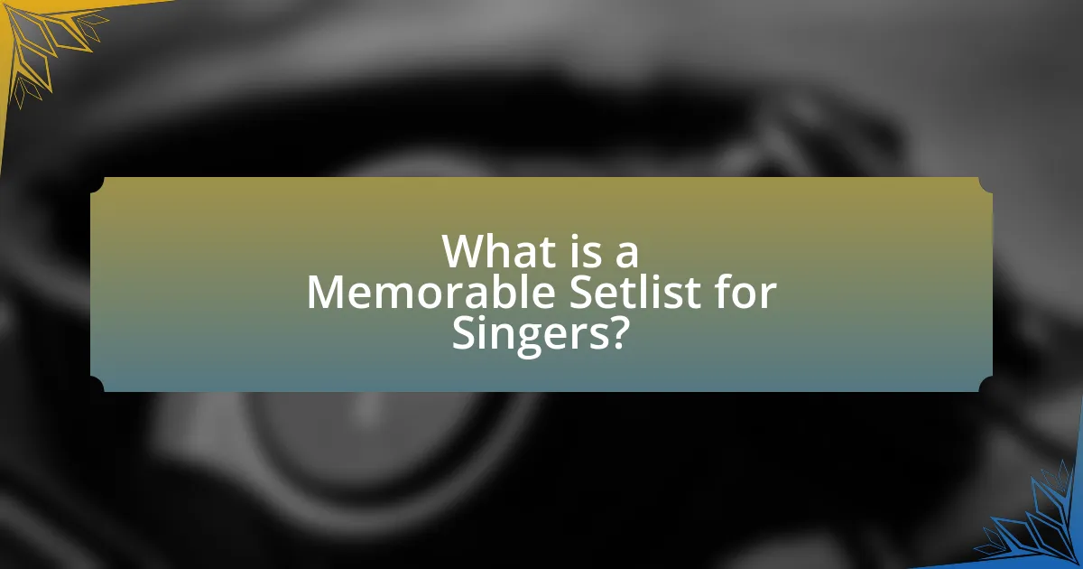 What is a Memorable Setlist for Singers?